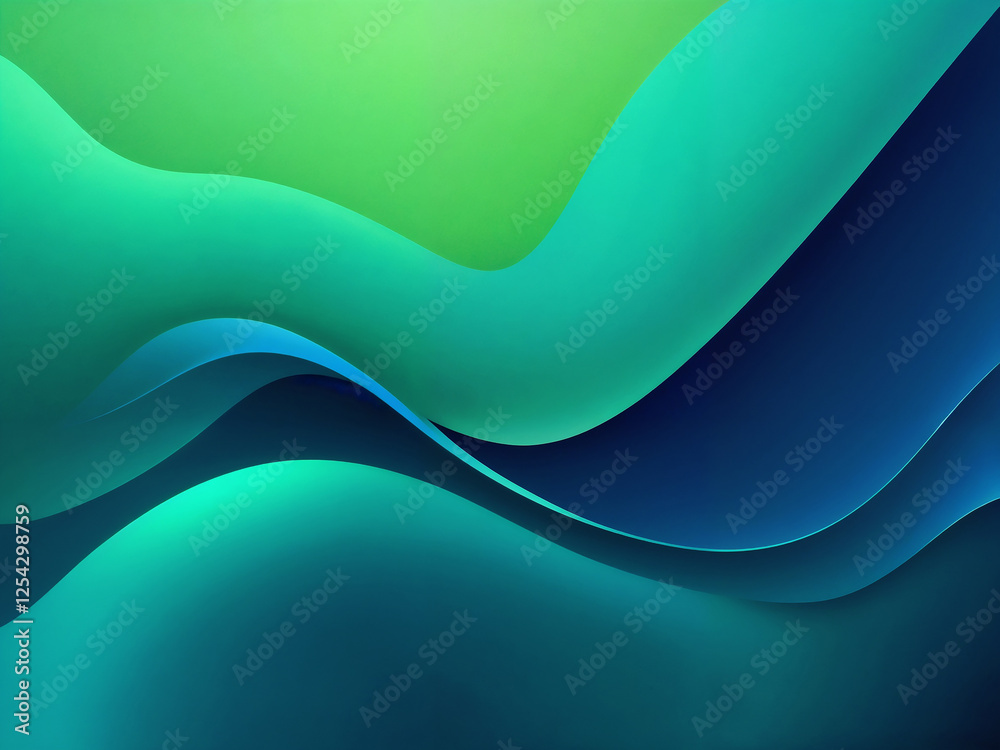 Obraz premium Abstract glow wave Green and blue gradient background illustration