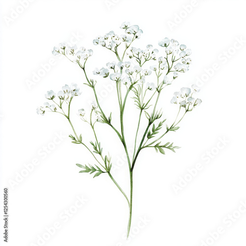 Wallpaper Mural Delicate white flowers with green leaves painted in realistic style Torontodigital.ca