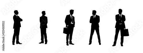 Vector illustration set silhouette business man and women. editable