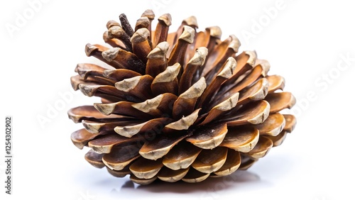 Single Pine Cone on White Background