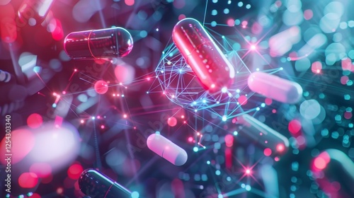 An abstract representation of a blockchainpowered healthcare data marketplace allowing patients to monetize their health data while maintaining control and privacy.