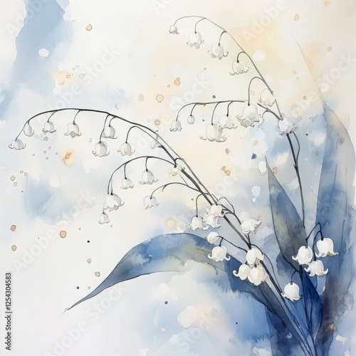 Lily of valley shimmers delicately, as if breath of spring has arrived