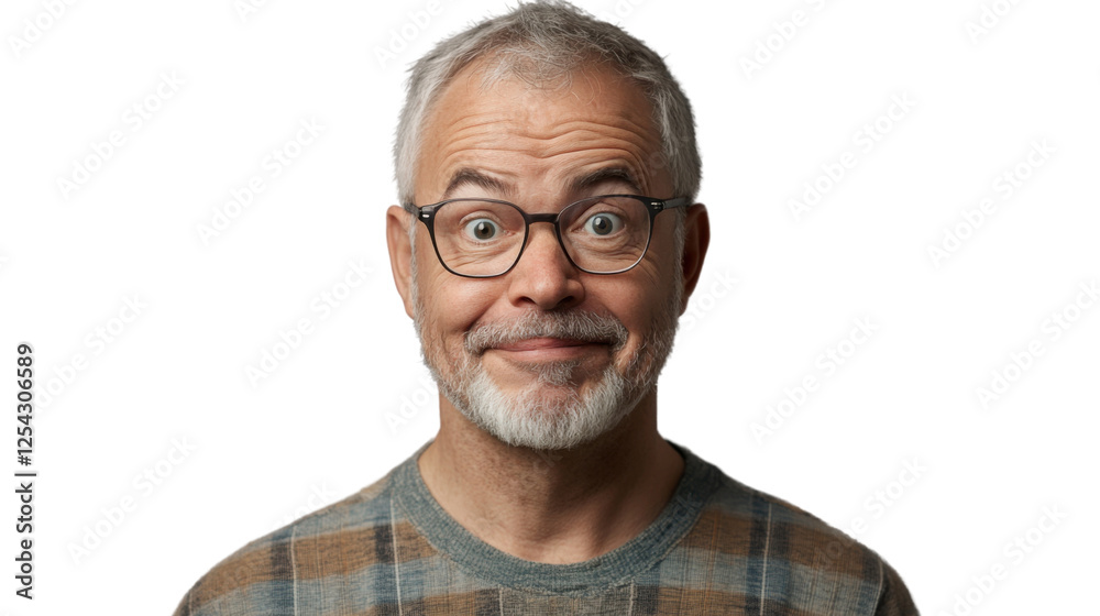 Portrait of smiling senior man with glasses on transparent background Portrait of smiling senior man with glasses on transparent background