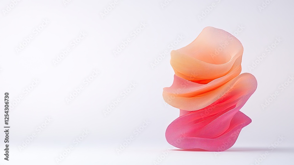 Abstract sculpture with flowing shapes in soft pastel colors against a minimalist background Abstract sculpture with flowing shapes in soft pastel colors against a minimalist background
