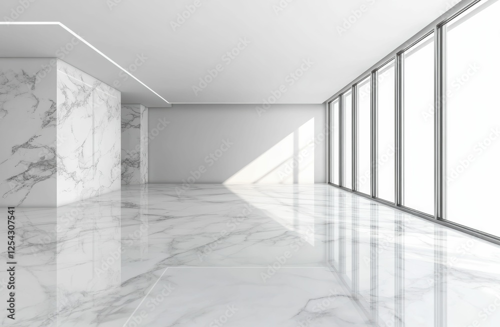 Fototapeta premium white marble backdrop, with soft veining and reflective surfaces, evokes simplicity and luxury, making it perfect for high end interiors.