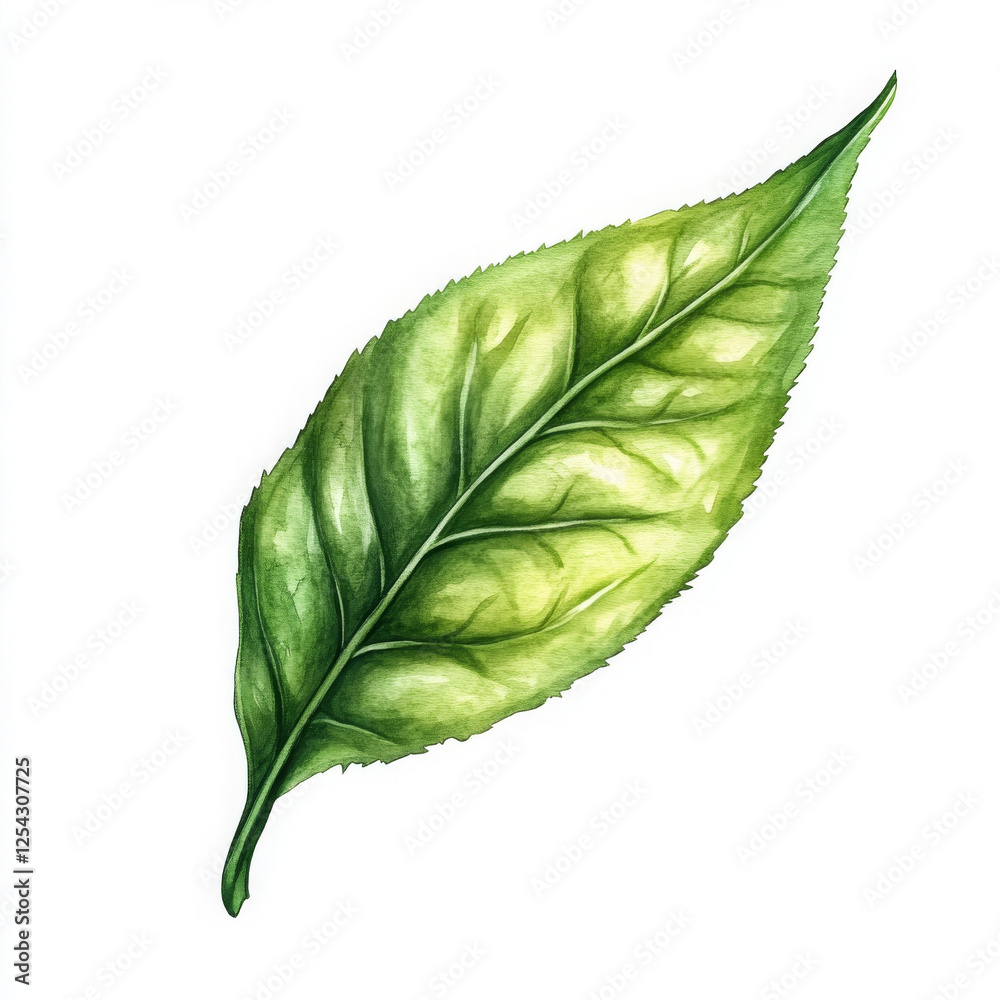 Fototapeta premium Realistic green leaf glistens beautifully, inviting sense of natural freshness