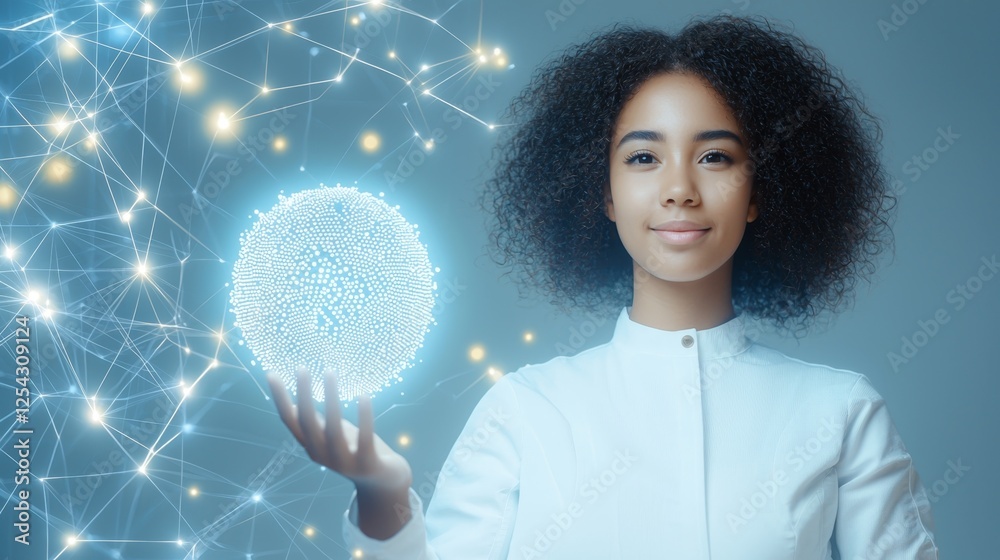 Naklejka premium AI-Driven Environmental Scientist Empowering Sustainable Solutions with Innovative Technology and Research