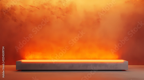 Rectangular Table Lit by Yellow Light on Orange Background