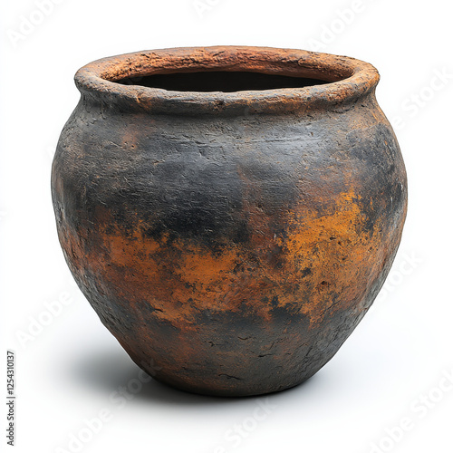  a rustic hand-crafted clay pot 