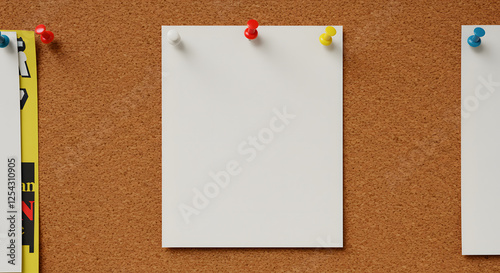 Cork Board with Push Pins and Paper Notes Ready for Messages