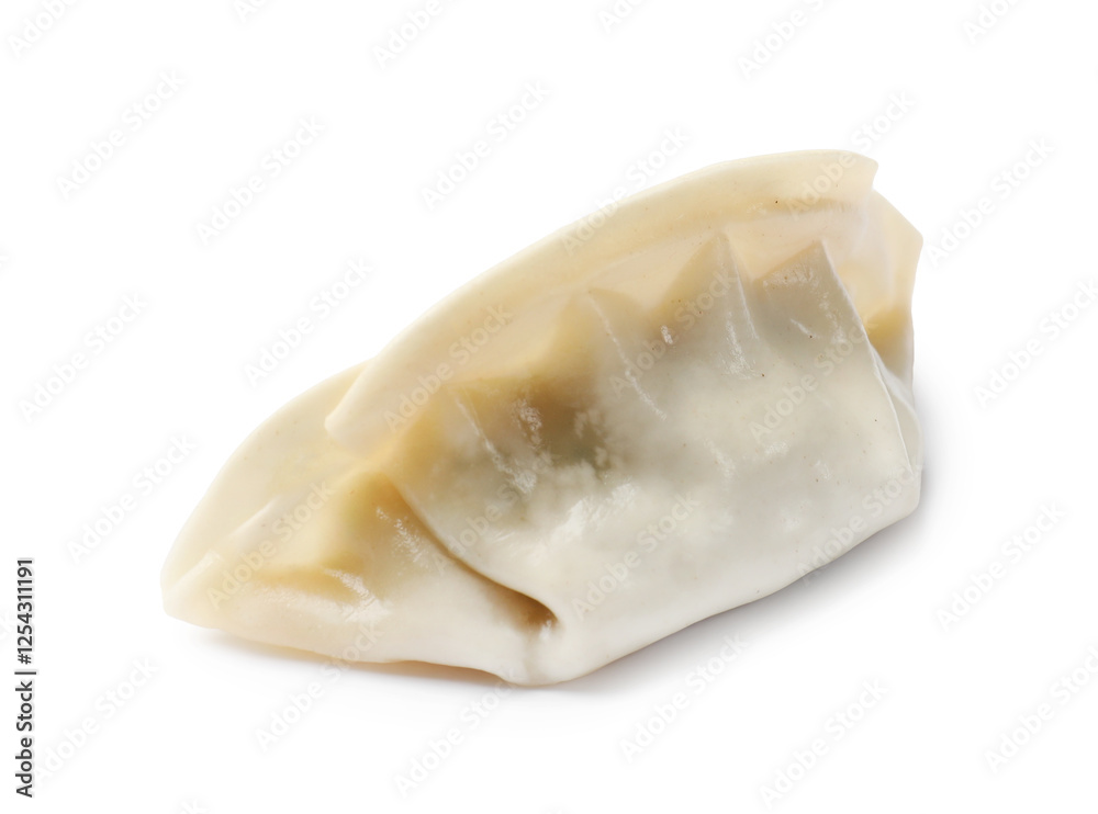 One fresh gyoza dumpling isolated on white