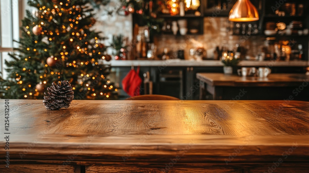 Festive Christmas Table Setting With Pine Cone Festive Christmas Table Setting With Pine Cone