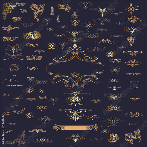 Mega collection of vector flourishes, ornaments and calligraphic elements for design