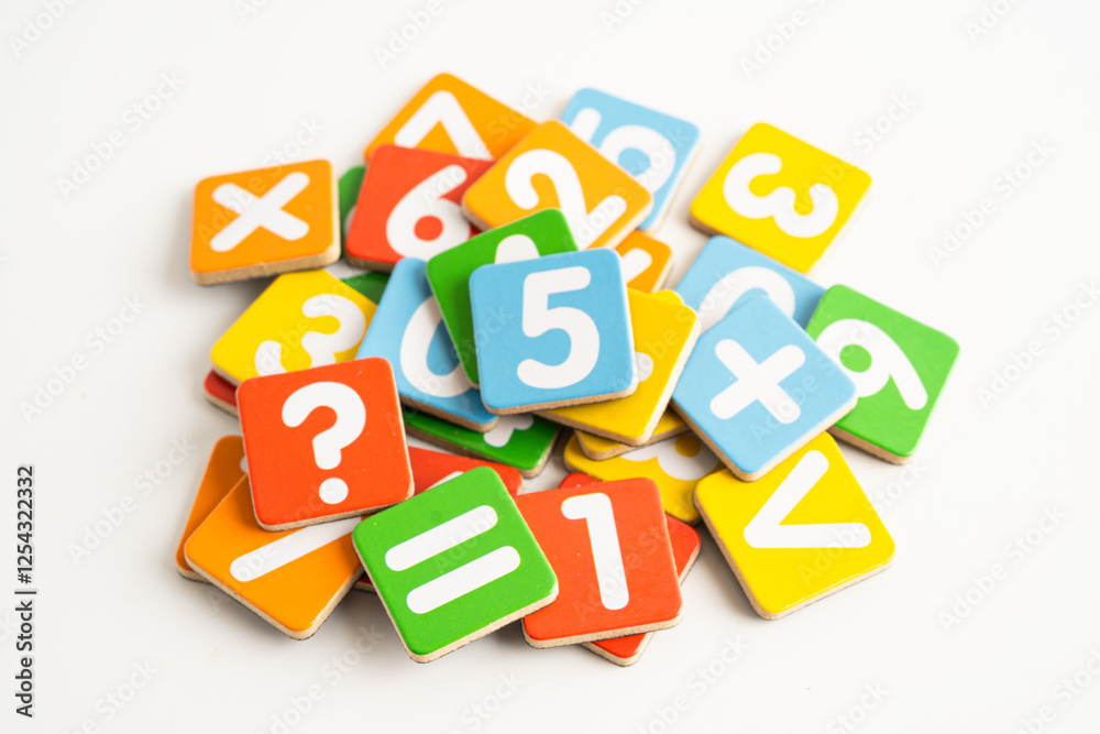 Math number colorful on white background, education study mathematics learning teach. Math number colorful on white background, education study mathematics learning teach.