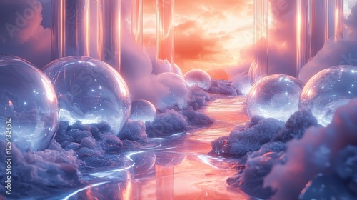 Wallpaper Mural Surreal Glass Sphere Landscape at Sunset Torontodigital.ca