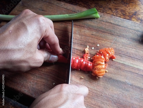 cutting or make some chop chili