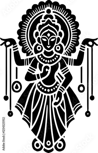 illustration sketch silhouette design of traditional ethnic mythology gods and goddesses full of details  