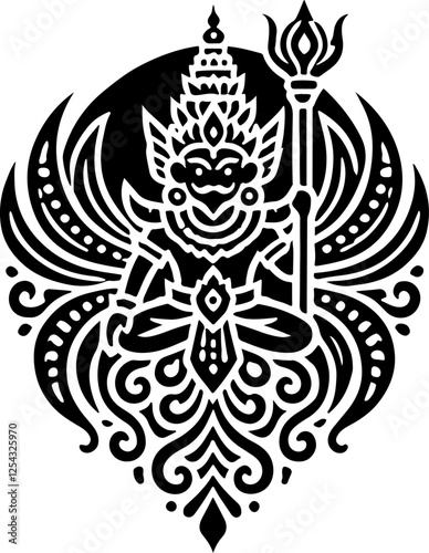 illustration sketch silhouette design of gods and goddesses traditional ethnic mythological creatures full of details 