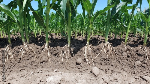 Close-Up of Healthy Corn Roots in Soil