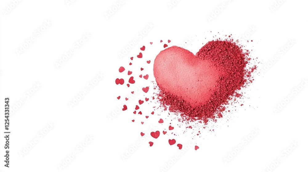 Heart-shaped powder with small hearts scattered around, symbolizing love and affection
