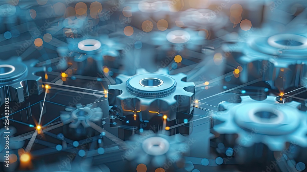Network of interconnected gears symbolizing synergy and efficient business growth Network of interconnected gears symbolizing synergy and efficient business growth