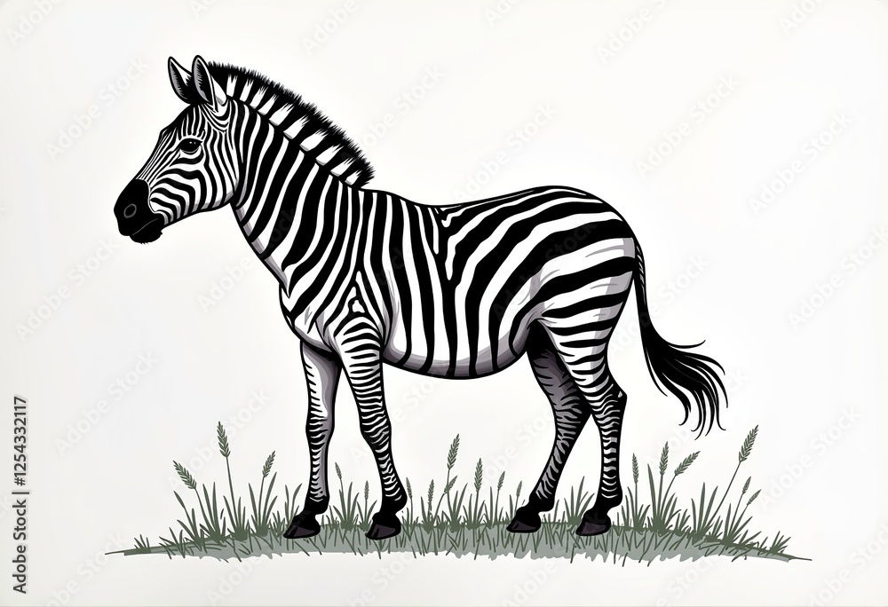 Obraz premium Simple Zebra Sketch with Acrylic Markers: A Playful and Eye-catching Animal Portrait on White, Suited for Educational Resources and Artistic Prints.