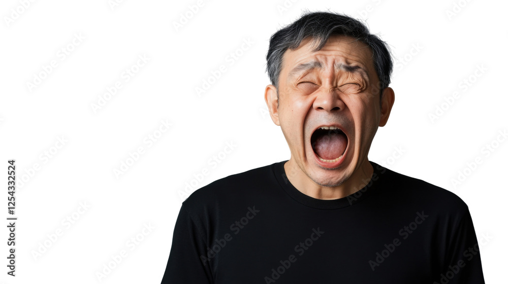 Senior man shouting with transparent background: expressing anger and frustration Senior man shouting with transparent background: expressing anger and frustration