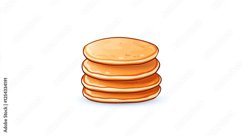 Stack of fluffy pancakes on a white background, ideal for breakfast menus and food photography Stack of fluffy pancakes on a white background, ideal for breakfast menus and food photography