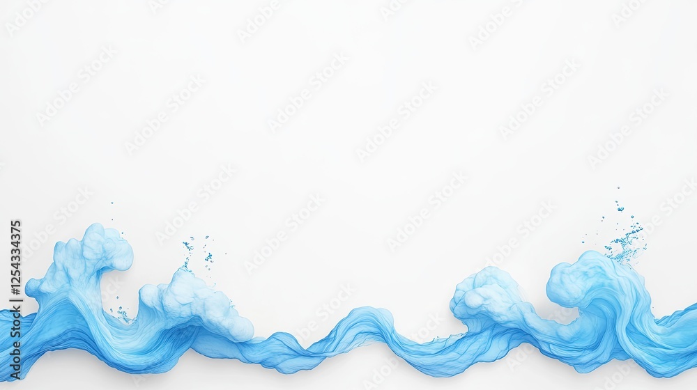 Abstract blue wave design flowing across a white background, suitable for creative projects Abstract blue wave design flowing across a white background, suitable for creative projects