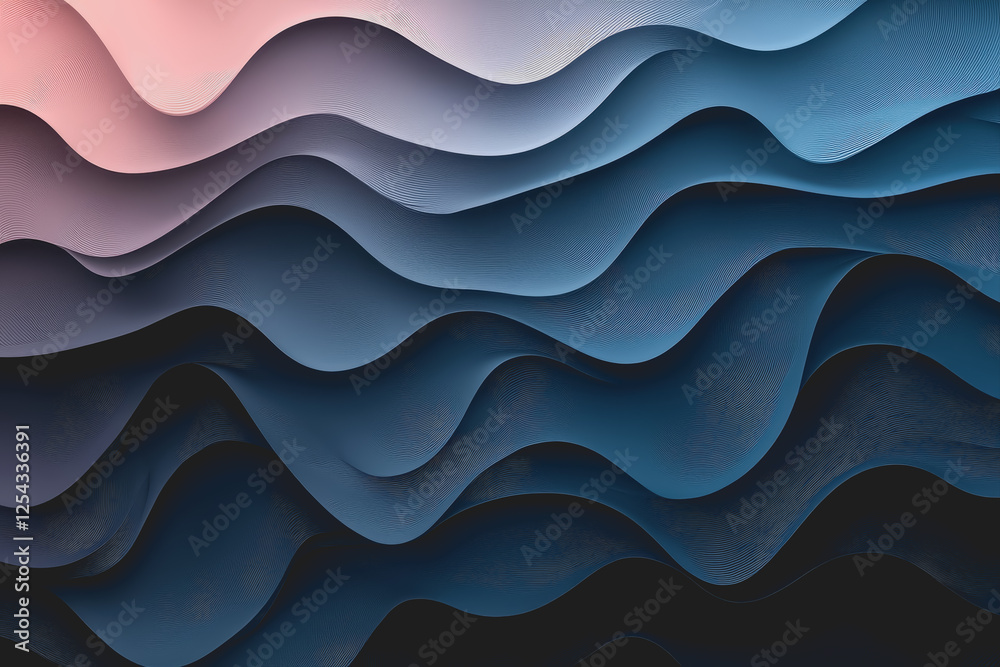 Fototapeta premium Computer screen displaying an abstract wave pattern in blue and white colors for digital backgrounds