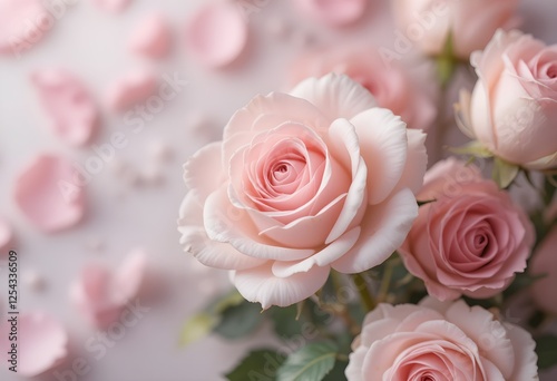 light pink roses in soft color and blur style for background. sweet color roses flowers in pastel tone with blurred style for background pattern texture