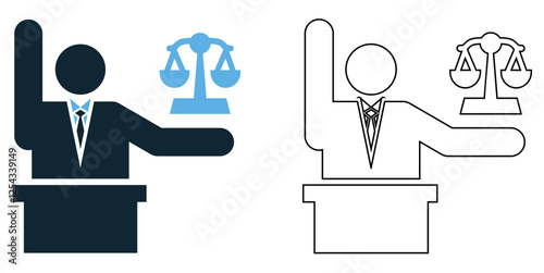 Prosecutor icon vector, law, justice, and legal authority, legal, courtroom and judiciary pictogram symbol ui and ux design, glyphs and stroke line photo