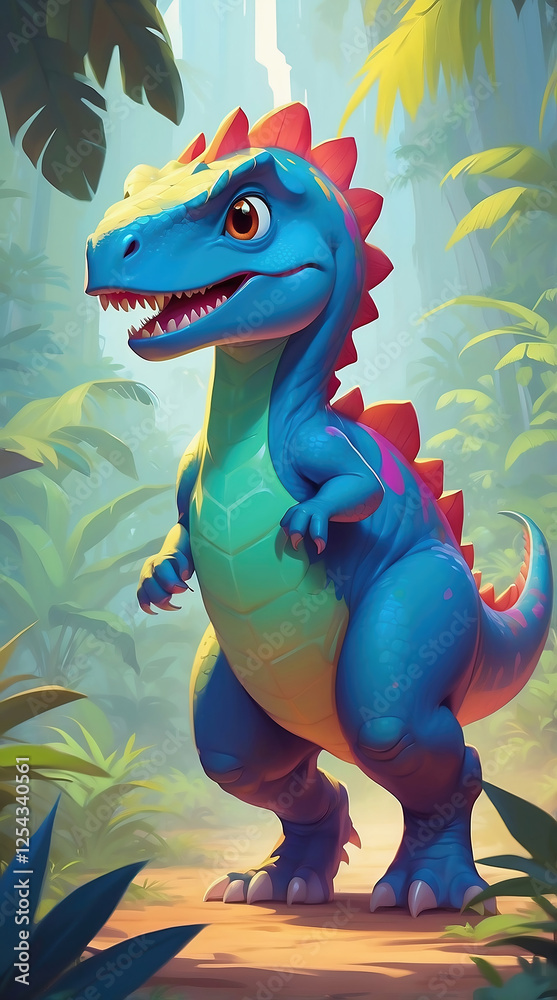 Obraz premium cute blue dinosaur wallpaper
