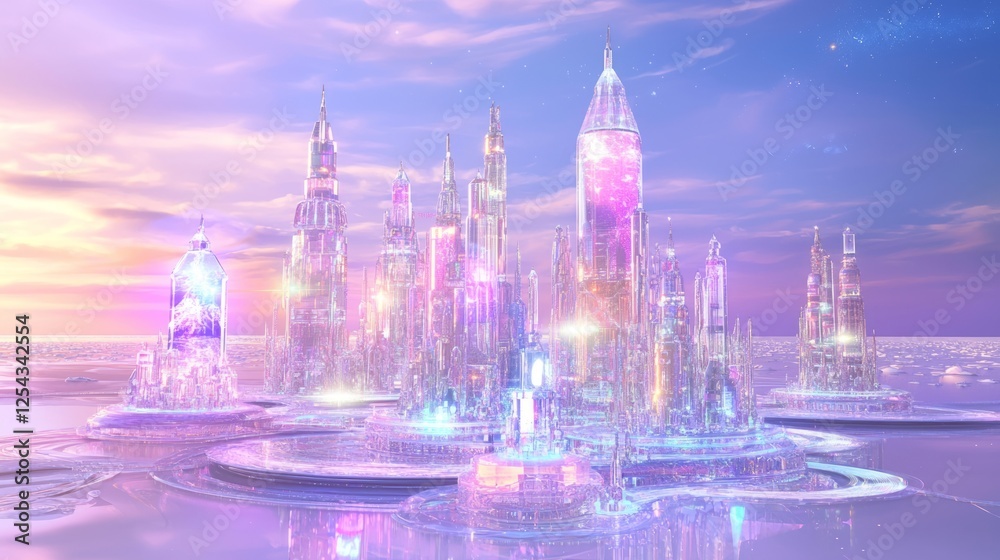 Fototapeta premium Futuristic Cityscape with Twisting Towers and Vibrant Colors