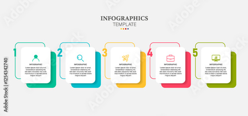 Infographic design business template with icons and 5 options or steps. Can be used for process diagram, presentations, workflow layout, banner, flow chart, info graph