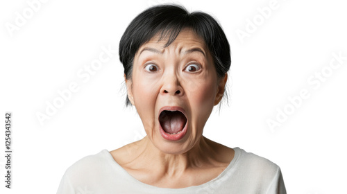 Shocked senior woman screaming with transparent background