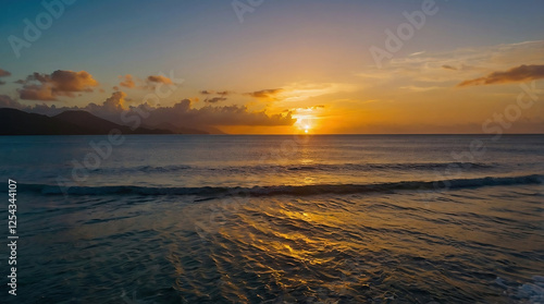 Ocean waves and sunset 
