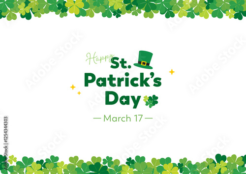 聖パトリックデーの背景イラストB　クローバー　シャムロック　横位置