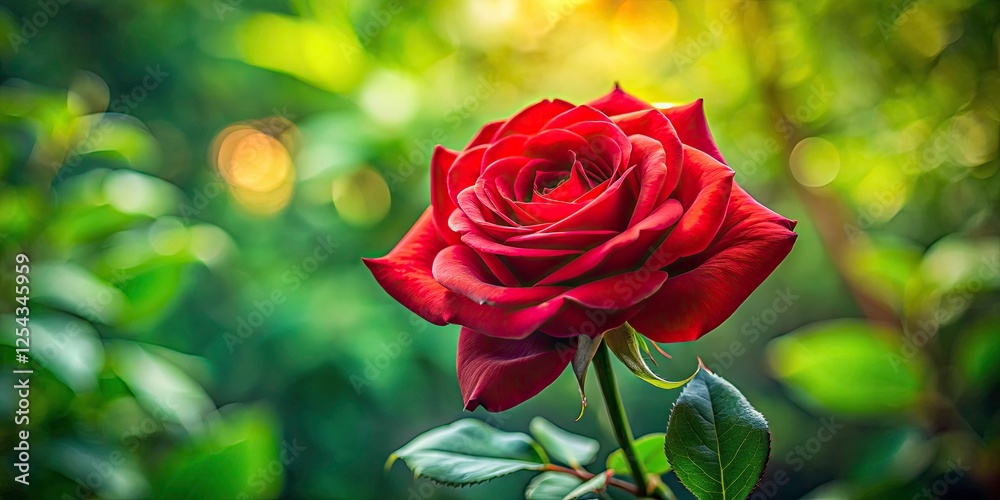 Ultra Realistic Red Rose Long Exposure Photography, Blurred Green Background, Macro Flower Image Ultra Realistic Red Rose Long Exposure Photography, Blurred Green Background, Macro Flower Image