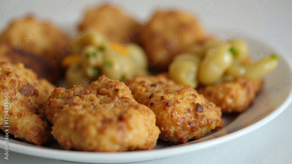 Crispy Fried Chicken Nuggets with Sauteed Onions and Peppers Crispy Fried Chicken Nuggets with Sauteed Onions and Peppers