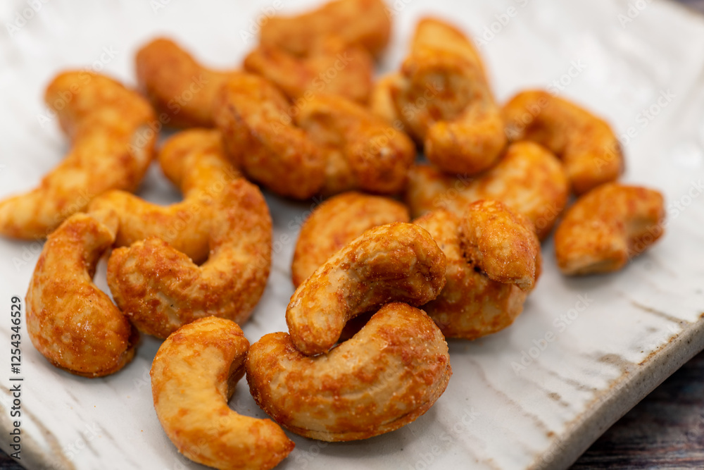 Roasted cashew nuts with red chili pepper