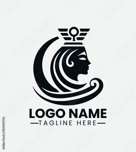 Hathor Goddess Logo Design, Egyptian Goddess Logo, Divine Feminine Logo, Ancient Egypt Logo, Mystical Goddess Logo