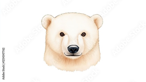 Detailed illustration of a polar bear's face, showcasing its features and expression