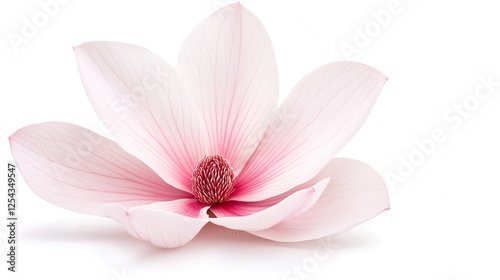 Delicate pink magnolia flower in full bloom, showcasing intricate petals and serene beauty