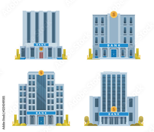 Bank & Office Building Vector Collection. Fully Editable Illustration, Ideal for Infographics & Designs