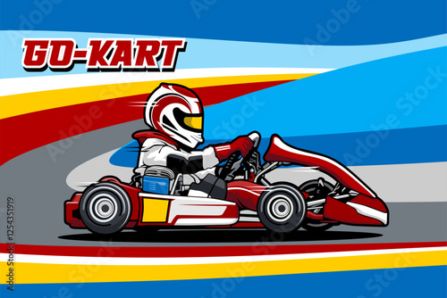 go kart race ultimate illustration logo background design vector art

