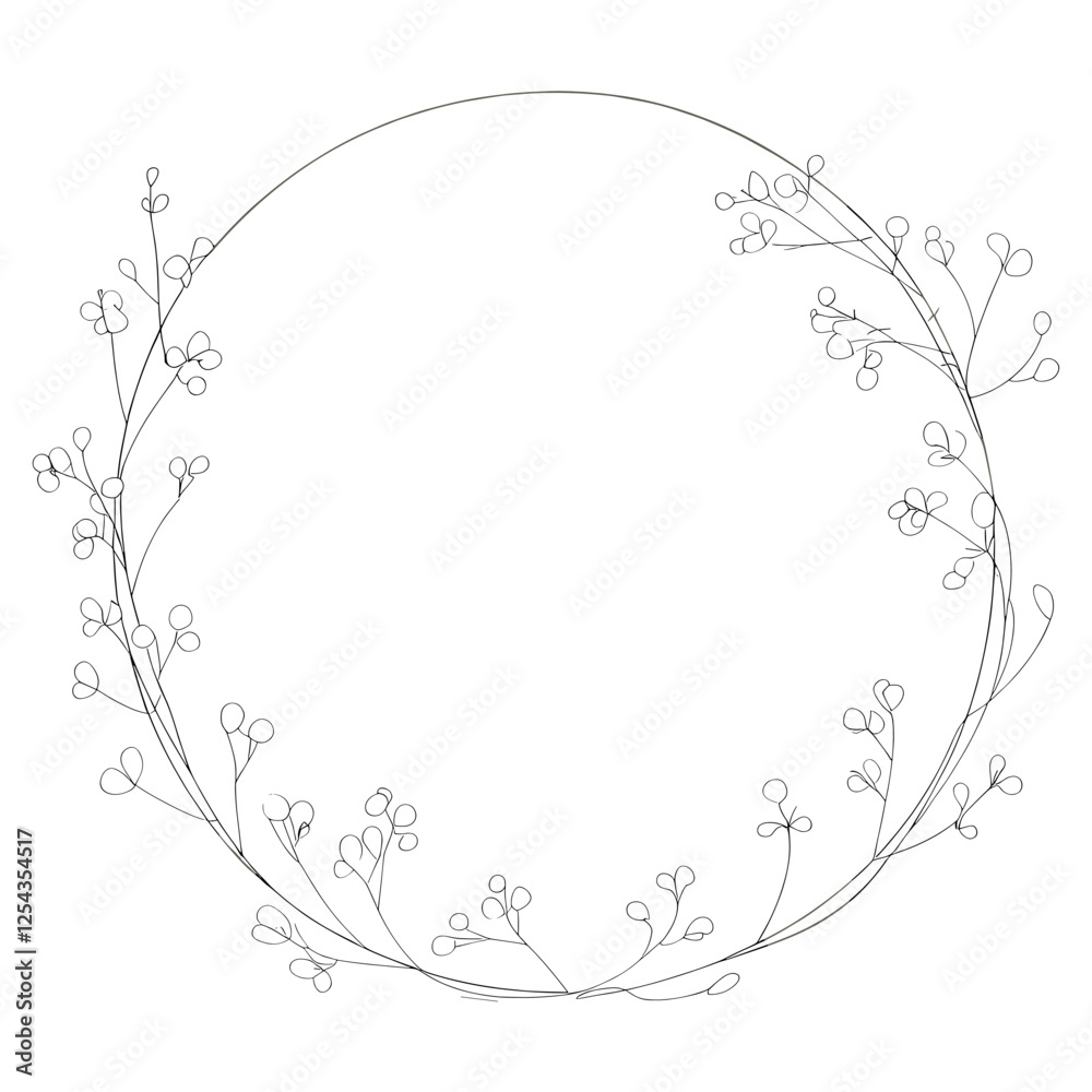 Botanical illustration circle frame vector Botanical illustration circle frame vector
