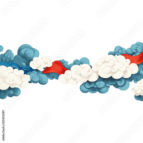 Chinese Auspicious clouds illustration blue art vector