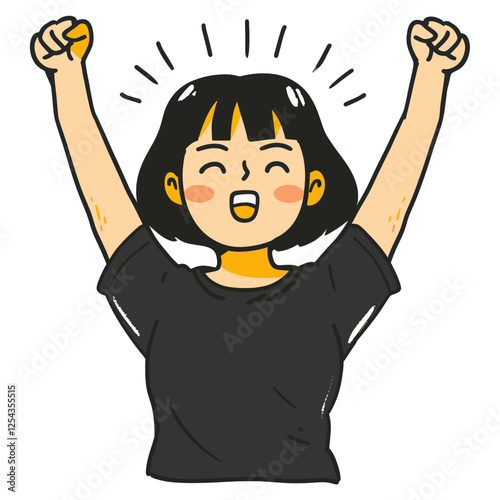 Women cheering happy black hand vector