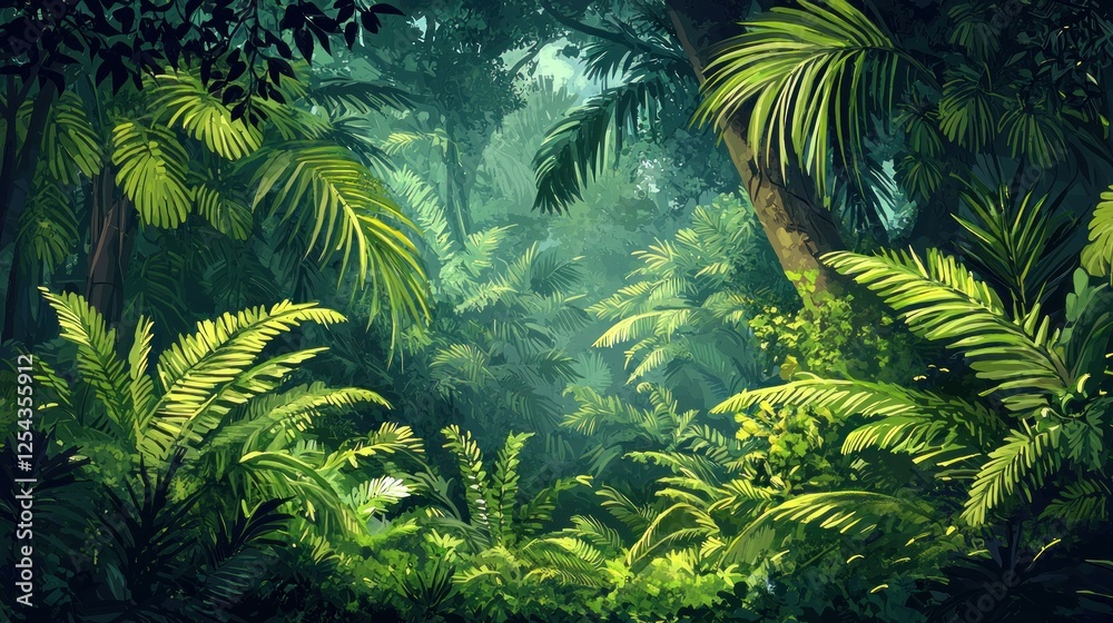 Fototapeta premium Lush Tropical Rainforest: A Verdant Paradise